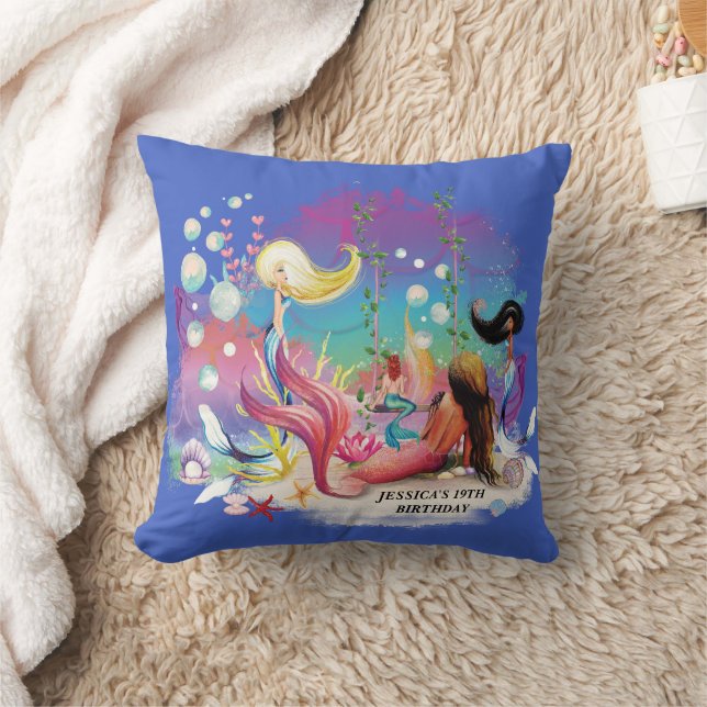 Almofada Sob O Mar De Turquesa Roxa Do Oceano Sereia (Cobertor)