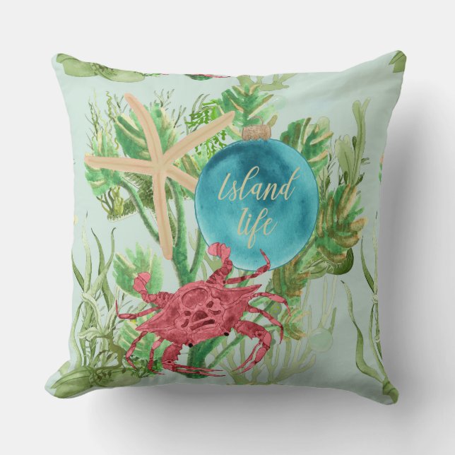 Almofada Sob o Natal das Ilhas Tropicais (Frente)