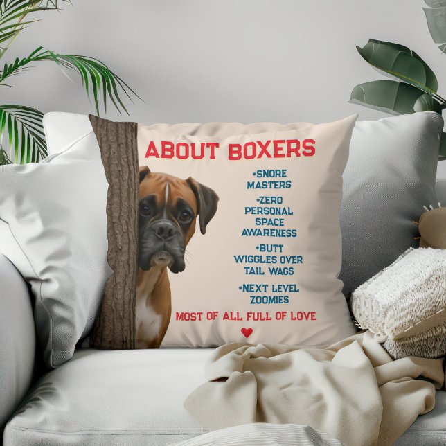 Almofada Sobre Boxers Engraçados e Adoráveis Boxer Dog Desi (Criador carregado)