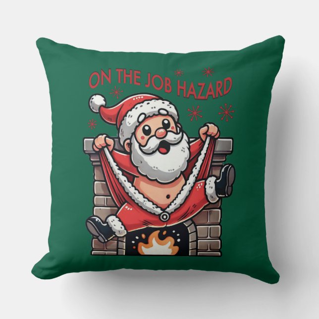 Almofada Sobre Papais noeis de Risco de Fogo (Frente)