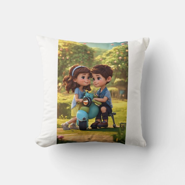 Almofada Sobrecarga de Cuteness: Caos de Casal Animado 3D (Frente)