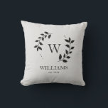 Almofada Sobrenome Simples Elegante da Família Monograma Mo<br><div class="desc">Sobrenome Simples Elegante da Família Monograma Moderno</div>