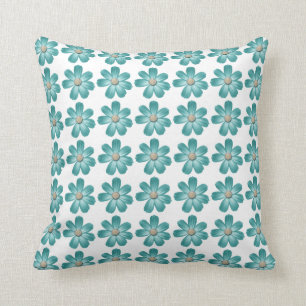 Almofada Sofá azul da flor da margarida de turquesa da