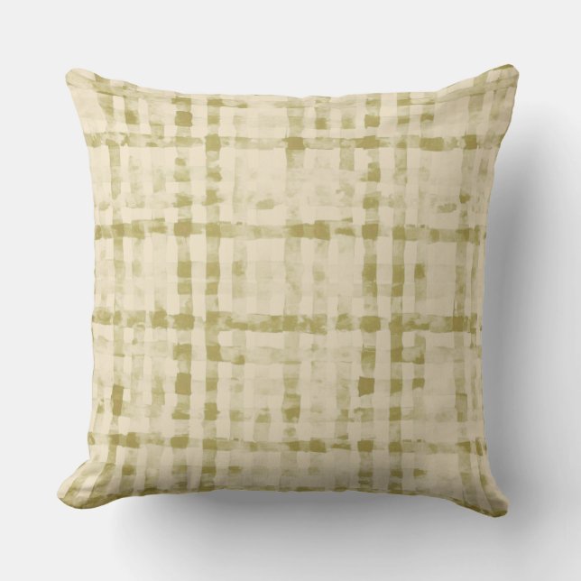 Almofada Soft Beigi, Khaki Checkered Pattern,Simple, Modern (Frente)