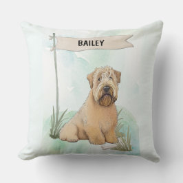 Almofada Soft Coated Wheaten Terrier Watercolor Personalize