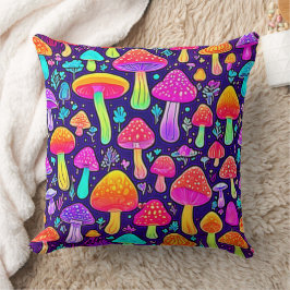 Almofada Soft Neon: Patch do Cogumelo de Cartoon