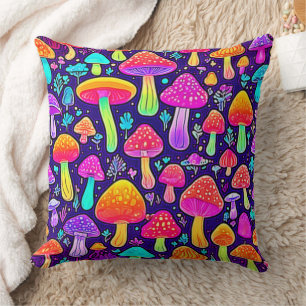 Almofada Soft Neon: Patch do Cogumelo de Cartoon