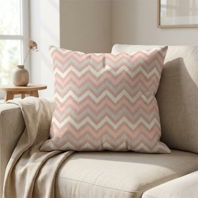Almofada Soft Pastel Chevron Zigzag Pattern (Soft Pastel Chevron Zigzag Pattern Throw Pillow 16"x16")