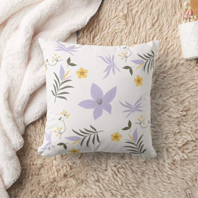 Almofada Soft Purple & Yellow Floral Throw Pillow (Cobertor)