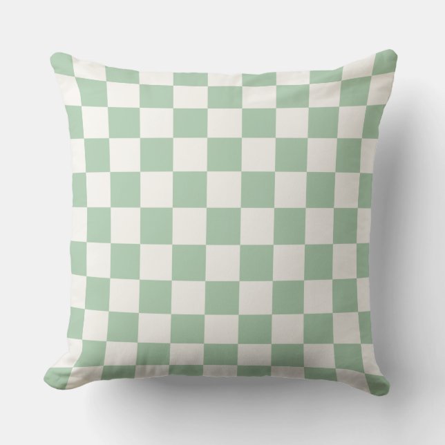 Almofada Soft Sage Green Buffalo Check Farmhouse (Frente)