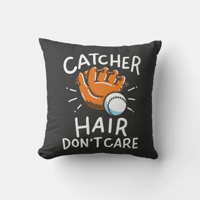 Almofada Softball - Cabelo apanhador Não se importa (Frente)
