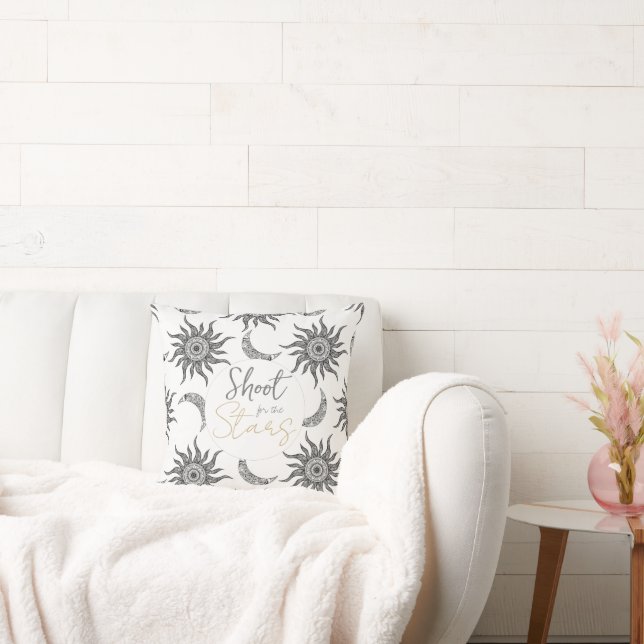 Almofada Sol místico Lua negra e branca (Sofá)