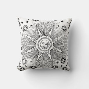 Almofada Sol venenoso e estrelas céu medieval celeste draw