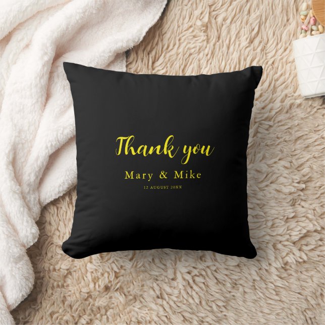 Almofada Solid Black Throw Pillow with Thank You Text (Cobertor)