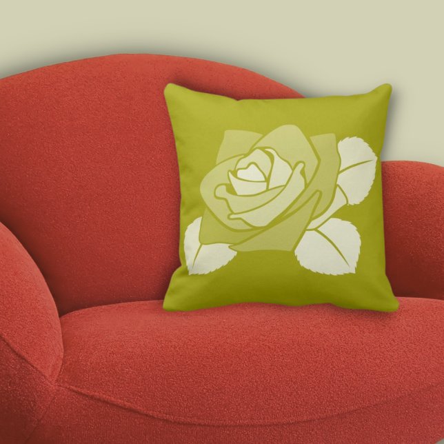 Almofada Solteiro Rosa Citron-Yellow Floral Padrão (Single Rose Citron-Yellow Floral Pattern Throw Pillow, Home & Living)