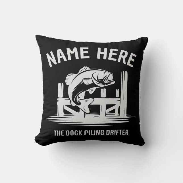 Almofada Sombra de Dock com Nome Personalizado de Robalo (Frente)