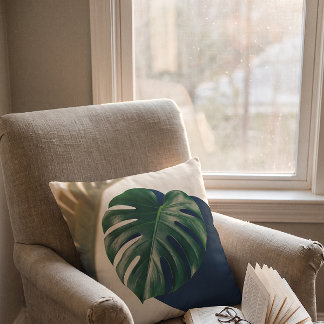 Almofada Sombra de Folha de Monstera do Modernismo Tropical