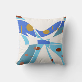 Almofada Sombras Azuis com Pontas Abstrato Branco Esquerda