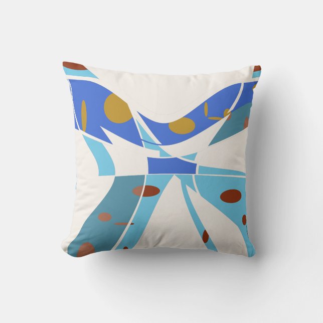 Almofada Sombras Azuis com Pontas Abstrato Branco Esquerda (Frente)