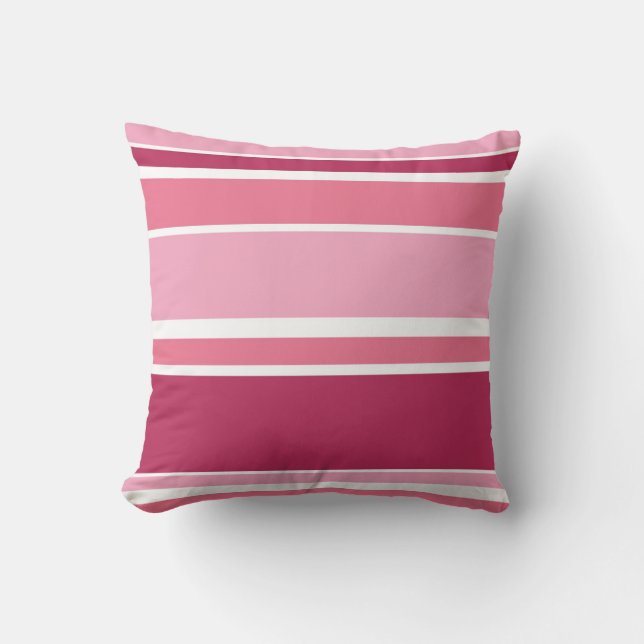 Almofada Sombras das faixas cor-de-rosa (Frente)