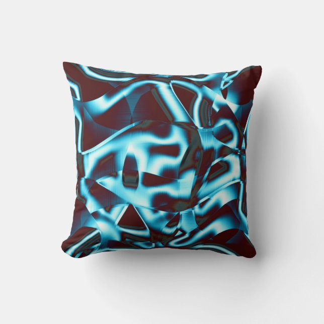 Almofada Sombras de ciano azul no abstrato (Frente)