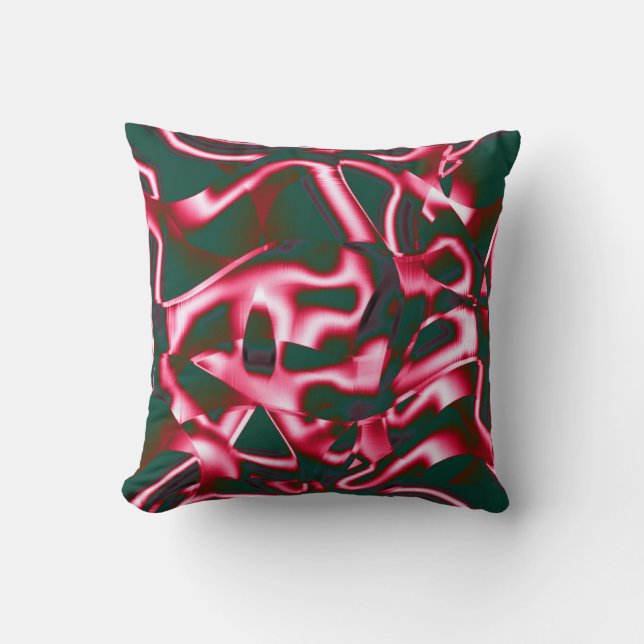 Almofada Sombras de cor-de-rosa vermelha em fitas de abstra (Frente)