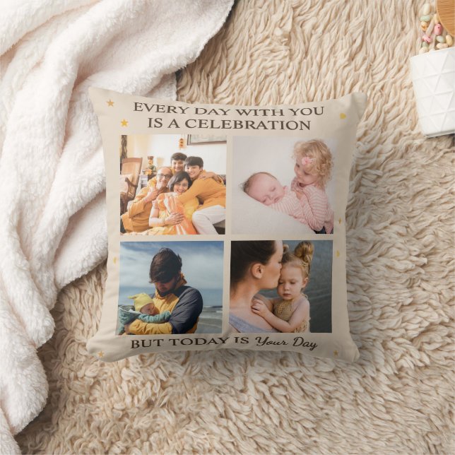 Almofada Son & Daughter Day – 4 Photo Family Love Pillow (Cobertor)