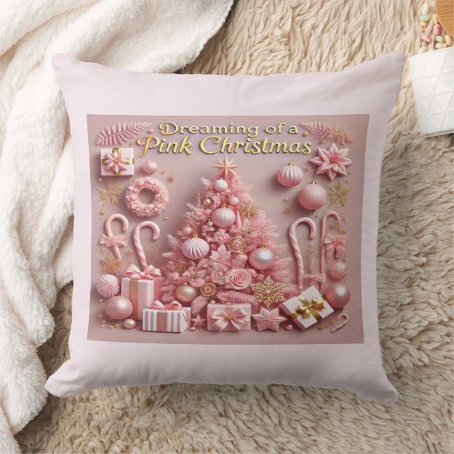 Almofada Sonhando com um Natal Rosa  (Cobertor)