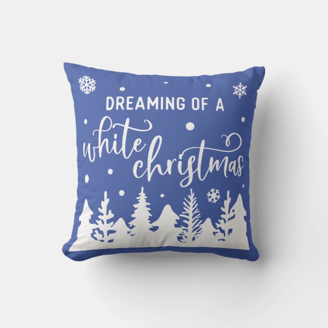 Almofada Sonhando com uma cena de inverno de Natal branco (Frente)