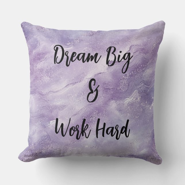 Almofada Sonhe grande e trabalhe com Duro Inspiracional (Frente)