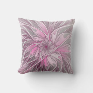 Almofada Sonho cor-de-rosa da flor do Fractal, teste padrã