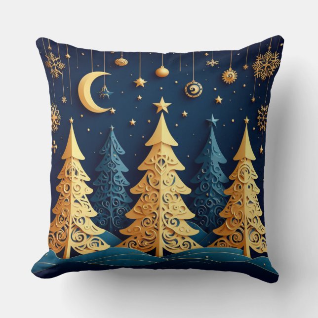 Almofada Sonho da Árvore Estrelada – Capricho Dourado (Frente)