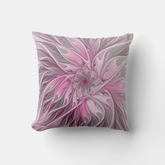 Almofada Sonho de Flor Rosa Fractal, Padrão de Fantasia Flo