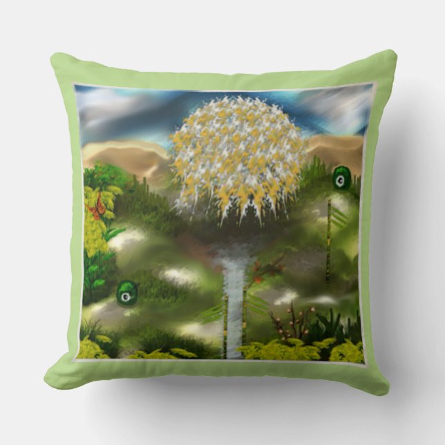 Almofada Sonho de Olhos Surreais de Dandelions Abstrato Art (Frente)