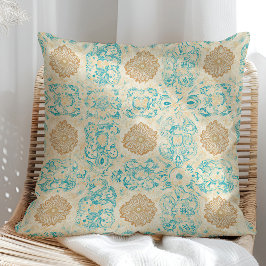 Almofada Sonho do Deserto Areia Vintage e Blooms Turquesa