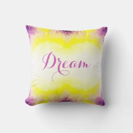Almofada "Sonho" em Script Fuschia Yellow White Watercolor