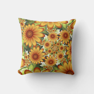 Almofada Sonho Floral, Abstrato moderna Flores Arte Fractal