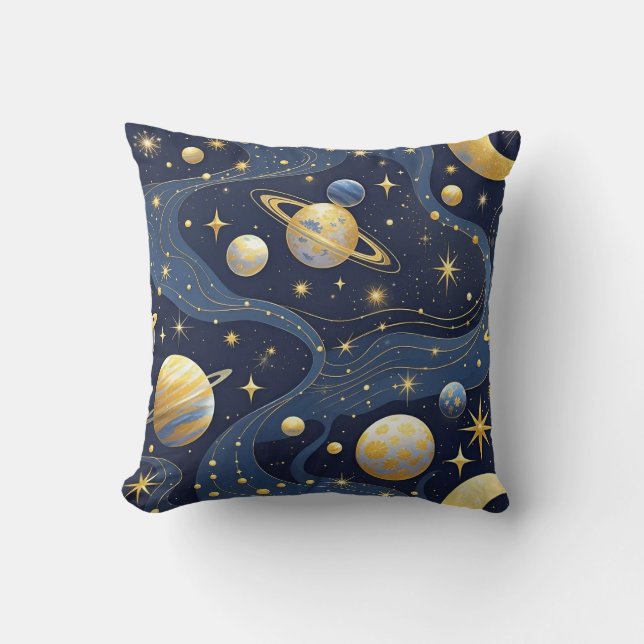 Almofada Sonhos Celestiais – Padrão Cósmico Abstrato Sem Co (Frente)