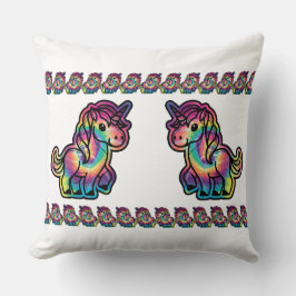 Almofada Sonhos de Tie Dye: O Unicórnio Vibrante