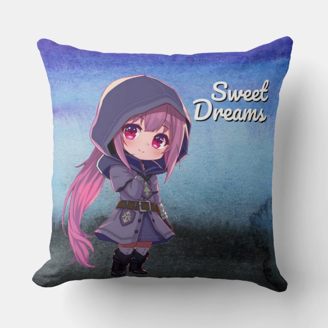 Almofada Sonhos Doces Menina Chibi Fofa (Frente)