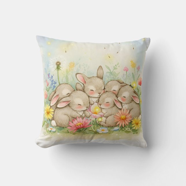 Almofada Sonhos em Flores, Bunnies (Frente)