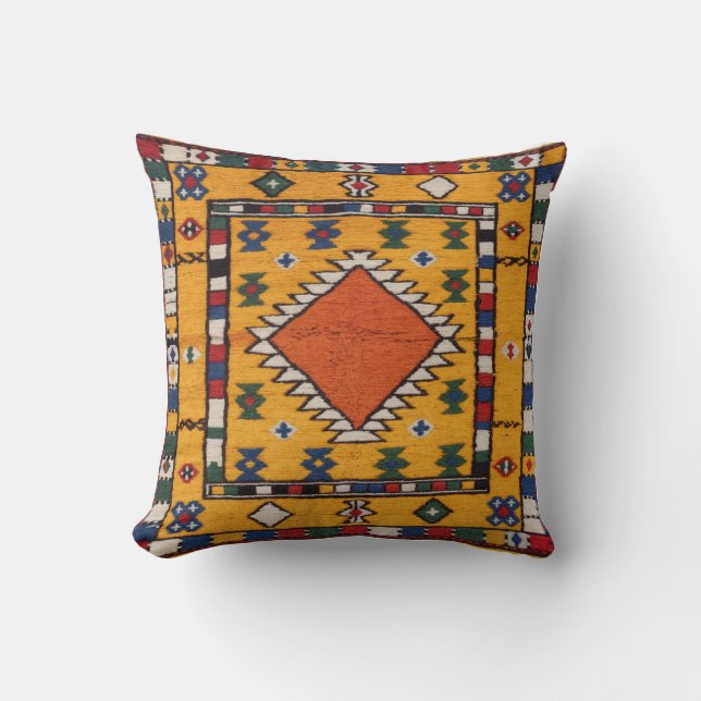 Almofada Sonhos Sunset" Travesseiros de Kilim Amarelo Turco (Frente)
