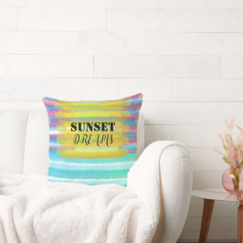 Almofada Sonhos Sunset Turquoise Watercolor Stripes