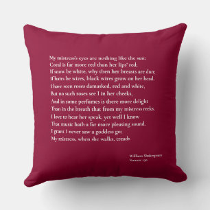 Almofada Sonnet 130 Os olhos da minha amante não são nada
