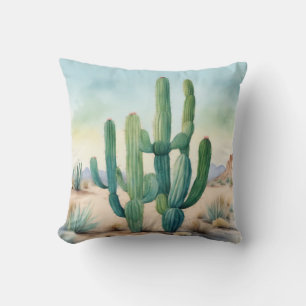 Almofada Sonoran Splendor Watercolor Cactus Decorative