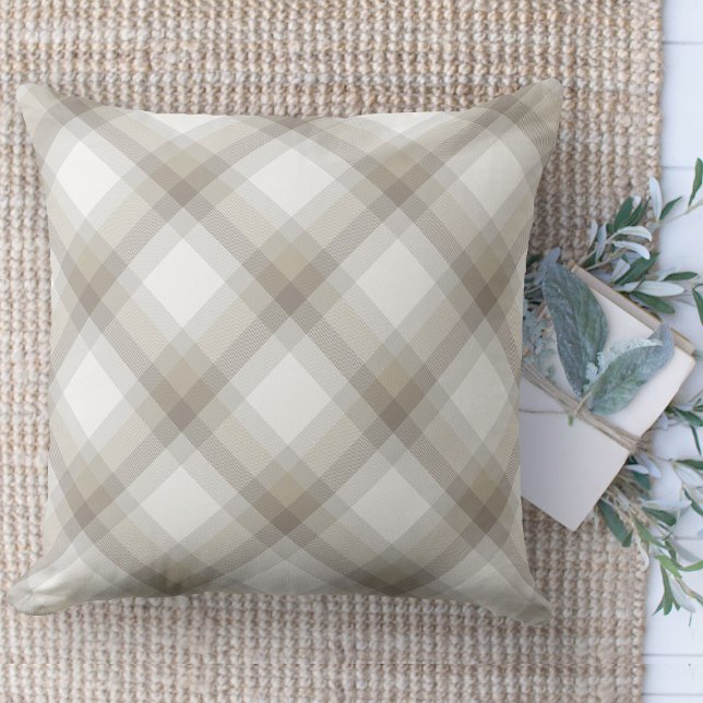 Almofada Soquete de Xadrez Brown Buffalo (Modern farmhouse throw pillow tan and beige buffalo plaid couch pillow )