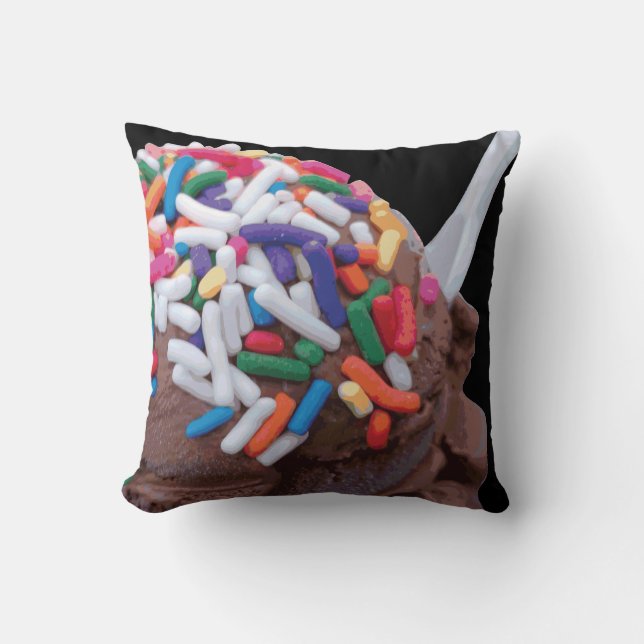 Almofada Sorvete de Chocolate Escuro com Espelhos do Arco-Í (Frente)