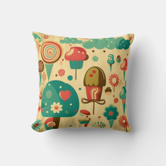 Almofada Sorvetes de vintagem retrô-cútis (Frente)