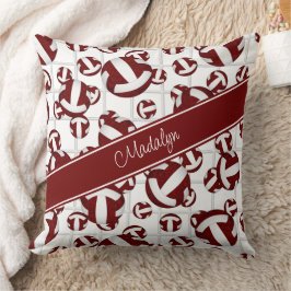 Almofada sotaque líquido do padrão maroon de volleybolas br