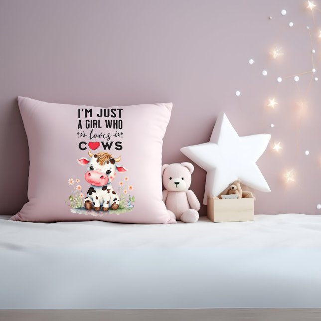 Almofada Sou apenas uma garota que ama vacas de 41 cm x 41  (Criador carregado)